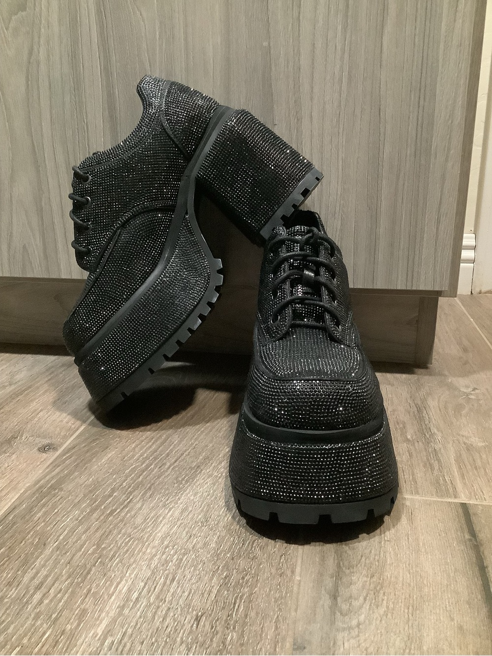 Dolls Kill Rhinestone Chunky Platform Heels